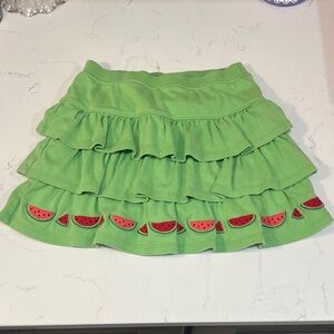 Gymboree Kids Green Ruffled Three Tier Skort with Watermelon Accents, Size 7